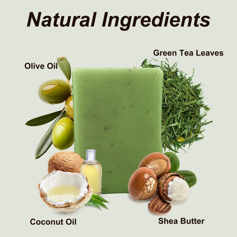 Free Sample Soap Bar Oil Control Brightening Deep Moisturization Coconut Oil Matcha Green Tea Body Soap