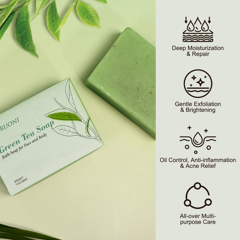 Free Sample Soap Bar Oil Control Brightening Deep Moisturization Coconut Oil Matcha Green Tea Body Soap