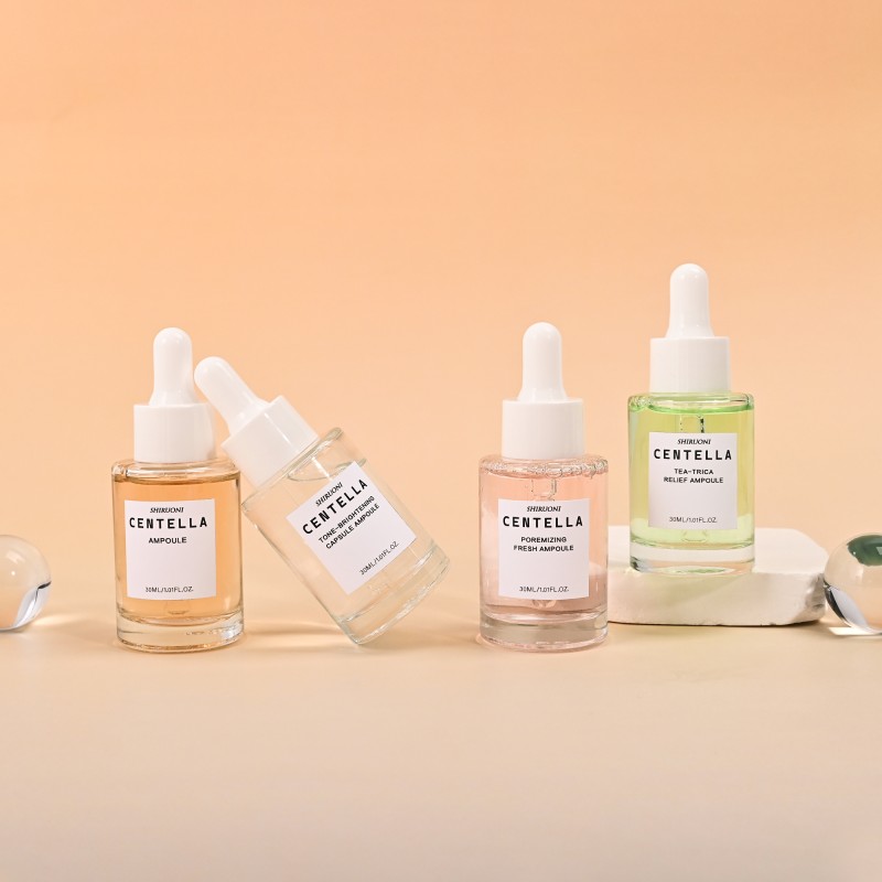 Custom Face Centella Ampoule Skin Serum Kit Relief Acne Brightening Tightening Tea Tree Centella Serum