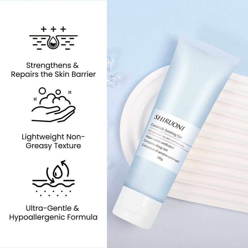 Custom Facial Moisturizer Low-Irritant Lightweight Long Lasting for Sensitive Skin Ceramide Soothing Gel