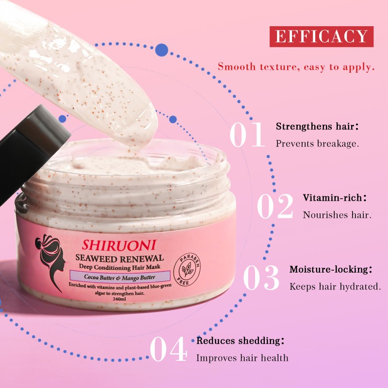 Wholesale Deeply Moisturizes Reduces Breakage Cocoa Mango Butter Seaweed Renewal Hair Mask Treatment