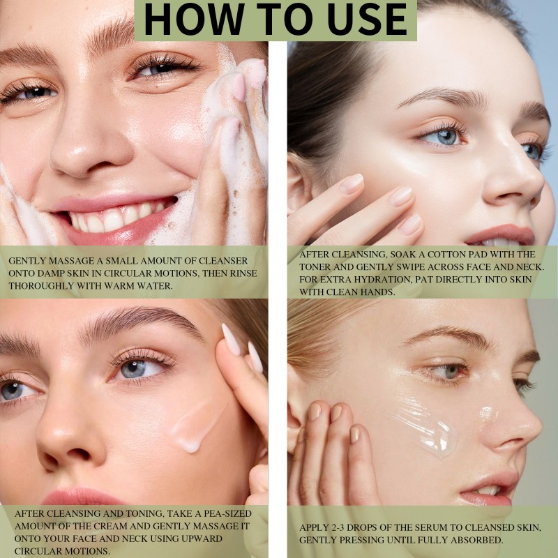 Free Sample Centella Serum Cream Toner Cleanser Calming Soothing Hydrating Centella Skin Care Set