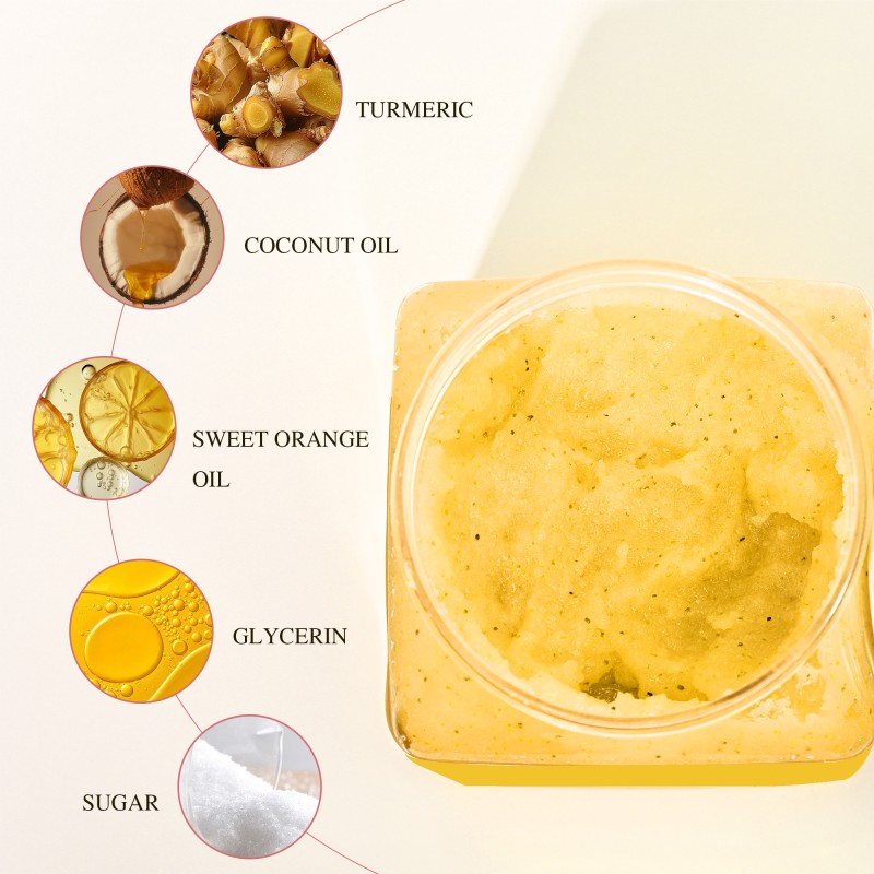 Private Label Turmeric Scrub Turmeric Coconut Oil Gentle Remove Dead Skin Cells Exfoliation Moisturizes Body Turmeric Scrub