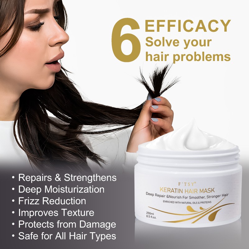 100% Natural Keratin Mud Hair Mask OME Private Label Custom Logo Frizz Control Nourish Smoother Deep Collagen Repair Cream Type