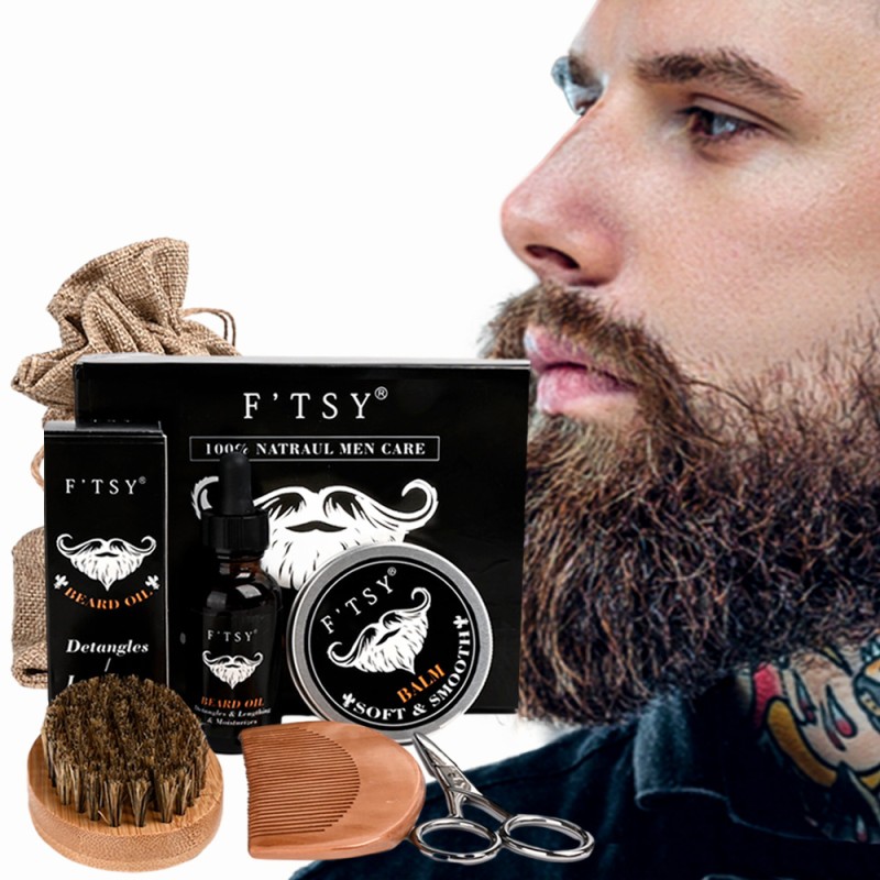 Beard Care Kit Oem Wholesale Beard Grooming Kit Beard Growth Kit for Black Men