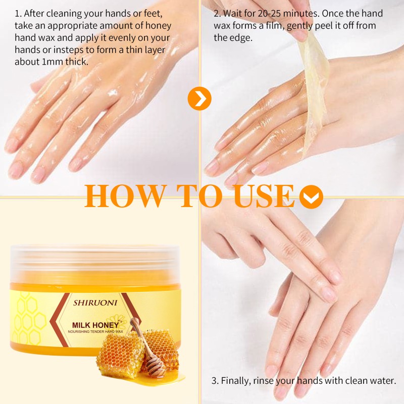 Wholesale Hand Care Moisturizing Hydrating Nourishing Milk Honey Hand Wax Peeling Mask