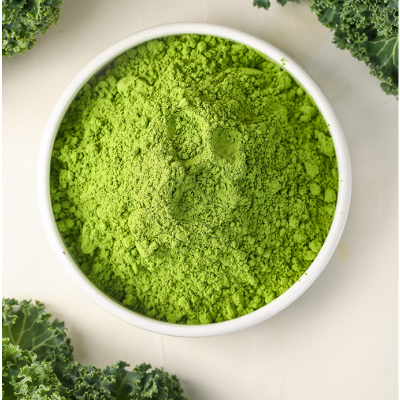 Food Grade Organic Kale Extract High Dietary Fiber Green Vegetable in Glass Container Herbal Powder in Can Packaging