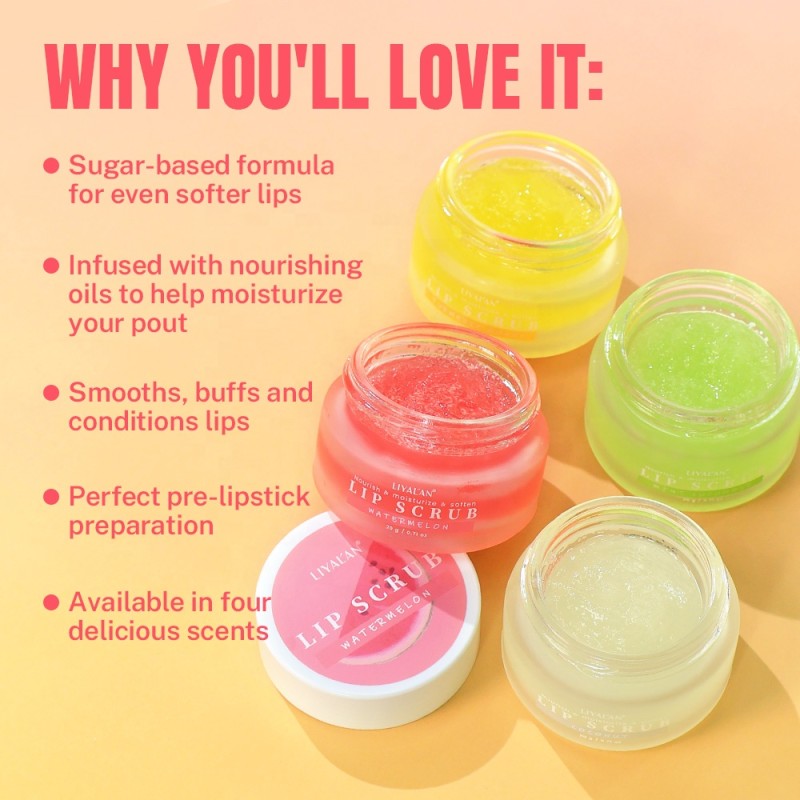 Lip Scrub Manufacturer - Private Label 12pcs/box Vegan Fruit Sugar Scrub