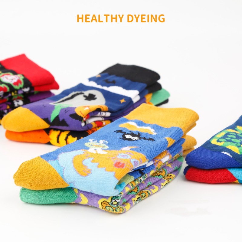 Halloween Socks Supplier - Funny Cotton Crew Pumpkin