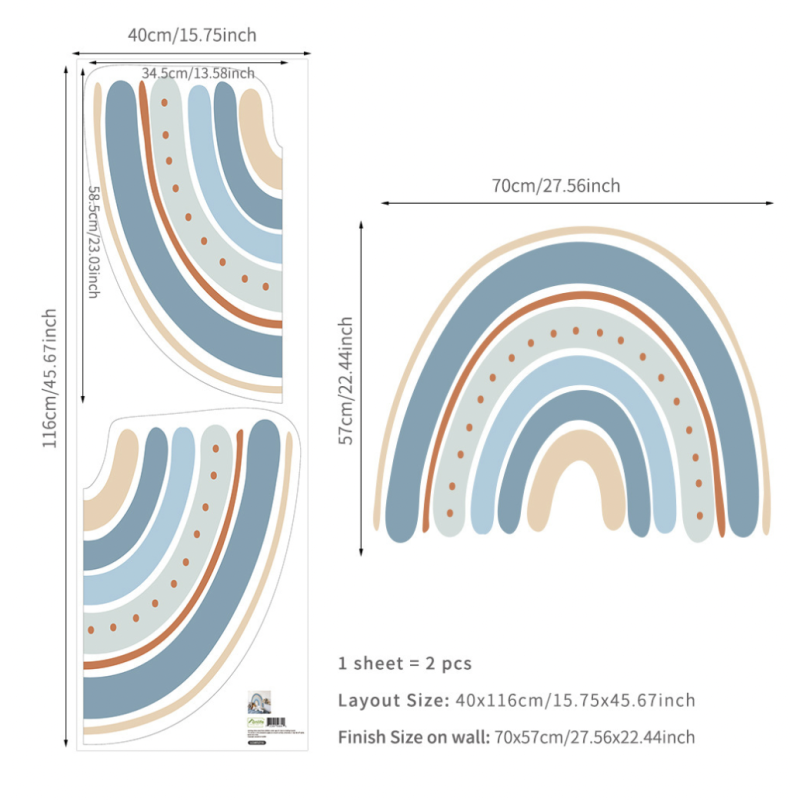 Children Decal Manufacturer - Blue Huge Rainbow