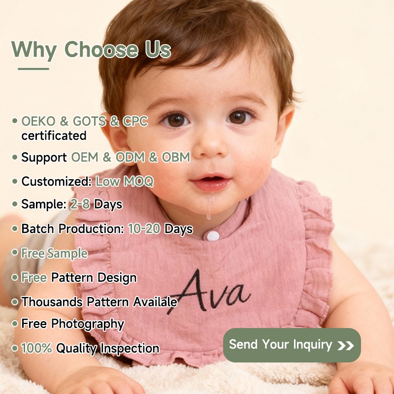 Baby Bib Manufacturer - Custom Name Embroidered Cotton Gauze