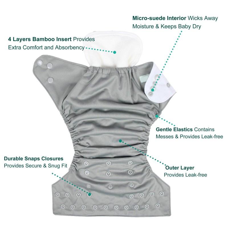 Cloth Diapers Manufacturer - Reusable 6 Pack Adjustable Leakproof