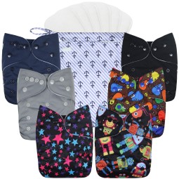 Cloth Diapers Manufacturer - Reusable 6 Pack Adjustable Leakproof