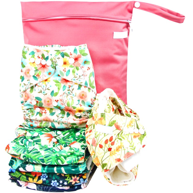 Cloth Diapers Manufacturer - 6Pack With Inserts Wet Bag
