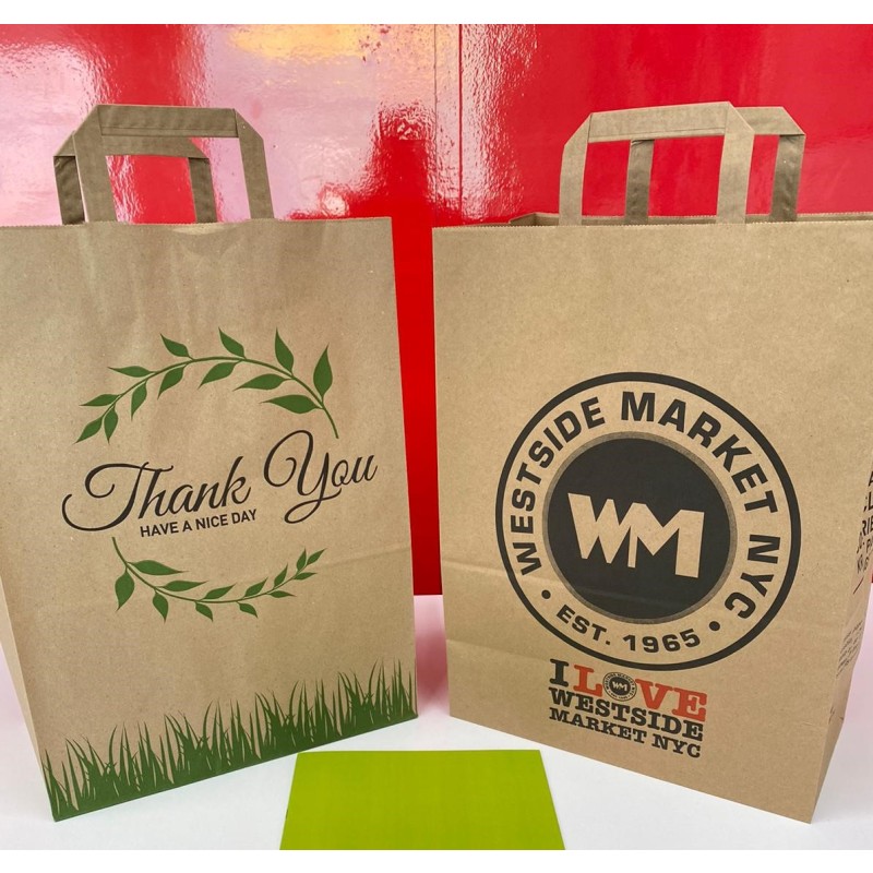 Kraft Paper Bags Manufacturer - Custom Printed Flat Handle Bags