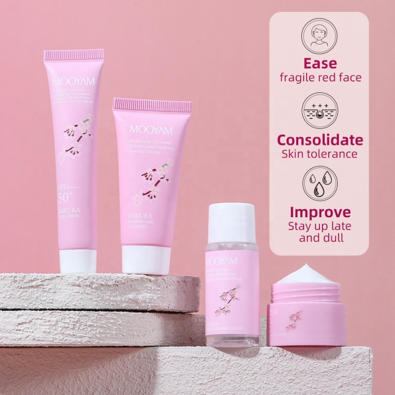 Sakura Set Factory - OEM Cherry Blossom Brightening Travel Kit