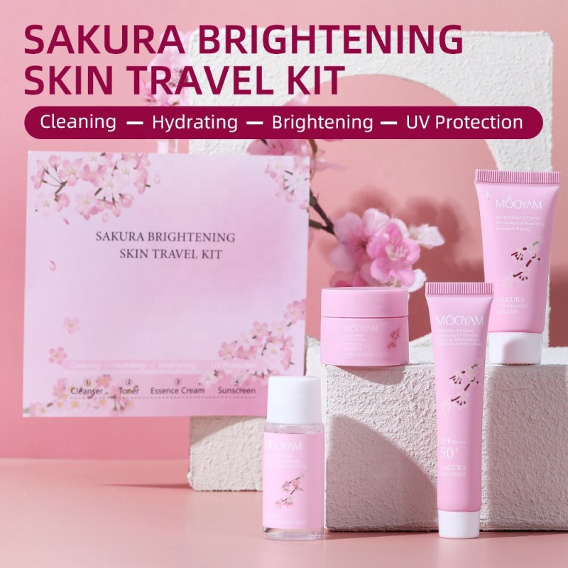 Sakura Set Factory - OEM Cherry Blossom Brightening Travel Kit