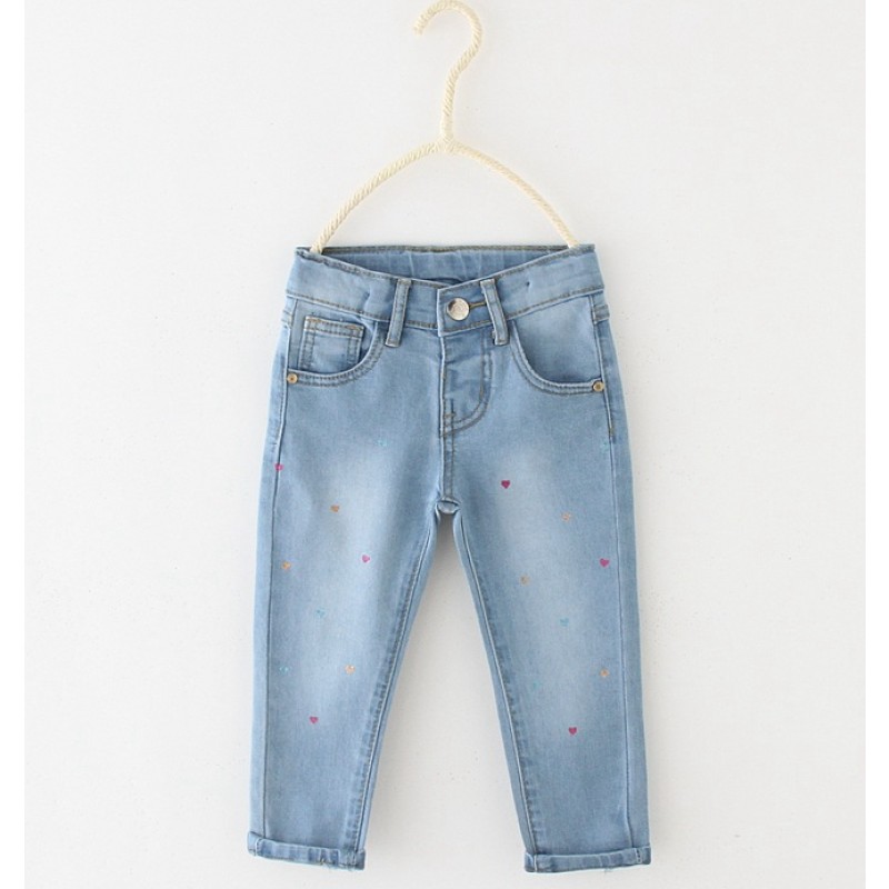 Baby Jeans Factory - High Waisted Heart Embroidered