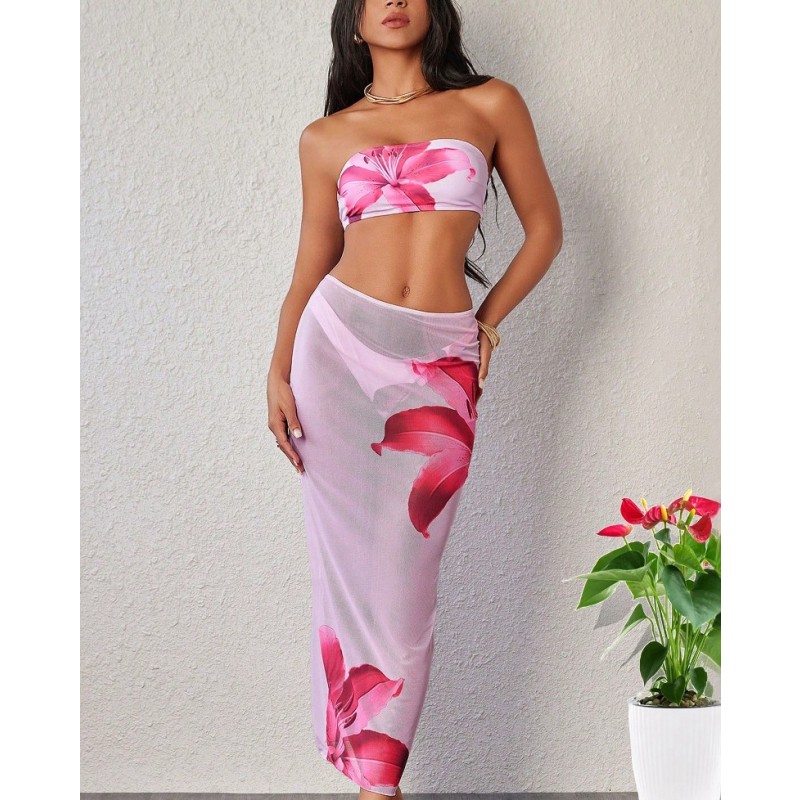 Women Swimwear Factory - 3 Piece Printed Bikini Cover Up