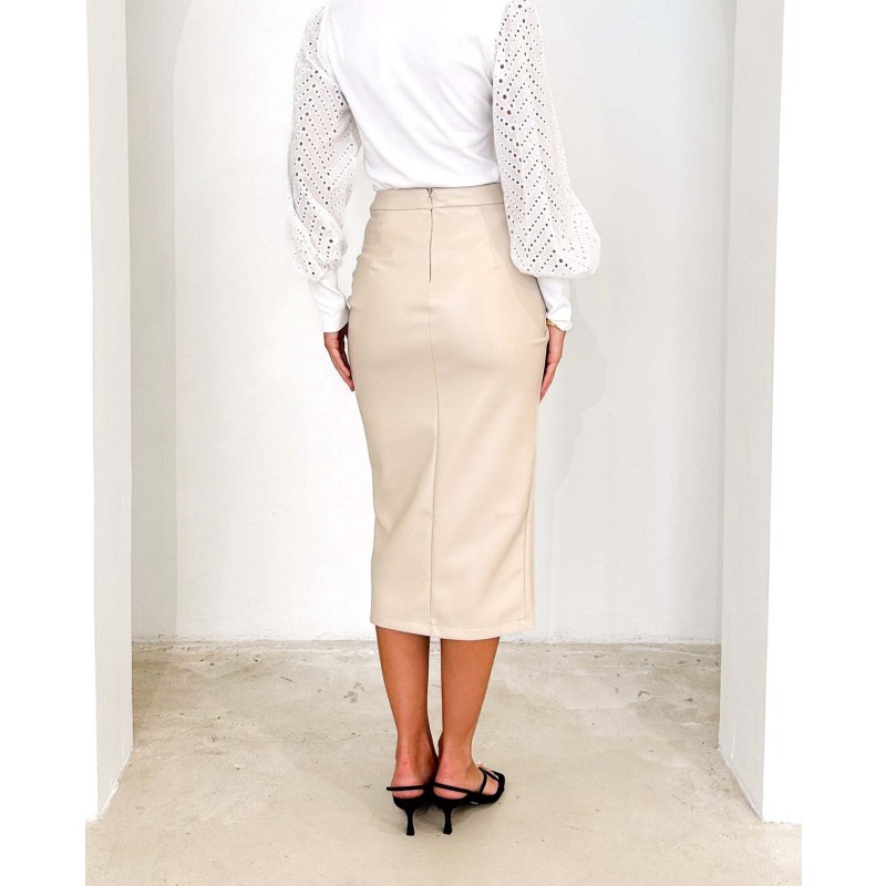 Women PU Skirt Factory - Sexy Split Straight Spring