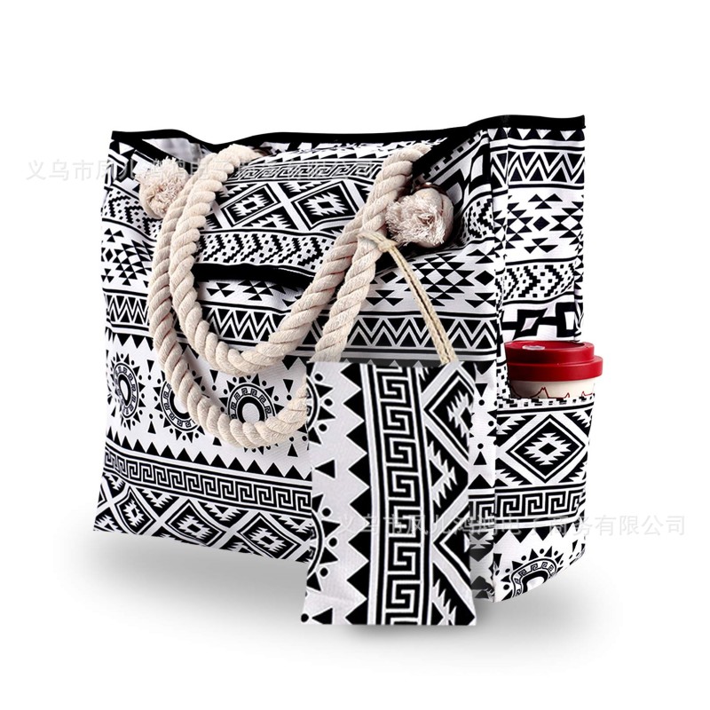 Women Beach Bag Set Supplier - 2PCS Tropical Floral Print