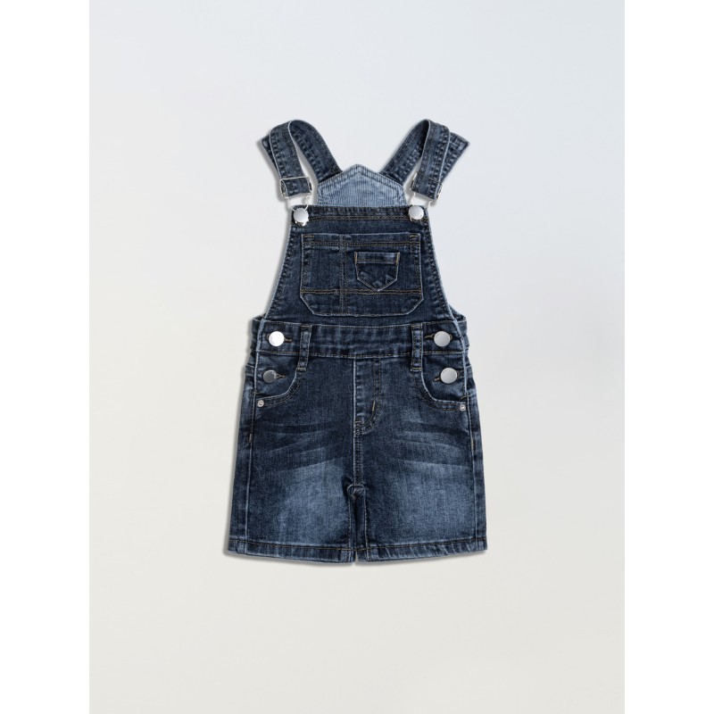 Denim Overalls Supplier - Solid Color Suspender Shorts