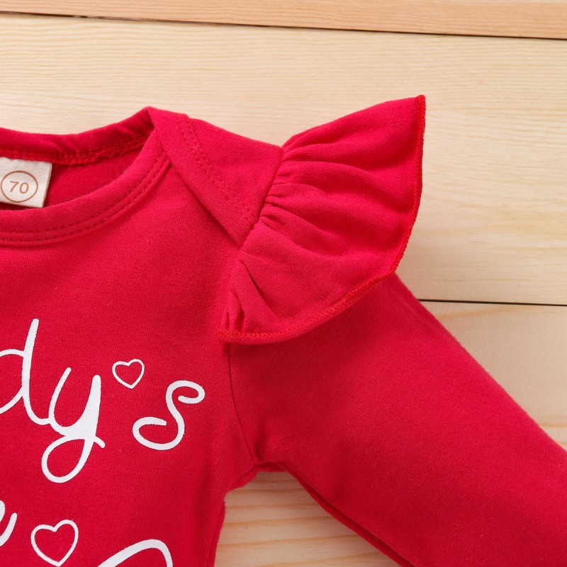 Girls Jumpsuit Set Supplier - 3 Piece Alphabet Print Solid