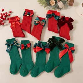Baby Socks Factory - Christmas Bow Middle Cotton