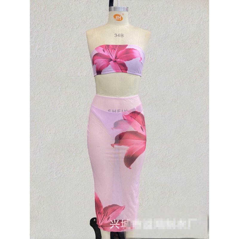 Women Swimwear Factory - 3 Piece Printed Bikini Cover Up