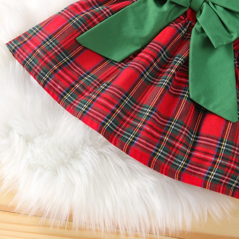 Baby Christmas Dress Supplier - Green Plaid Big Bow