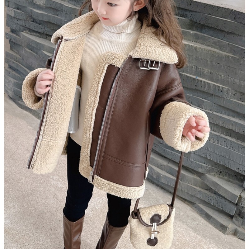 Girls PU Jacket Manufacturer - OEM Thickened Warm Coat