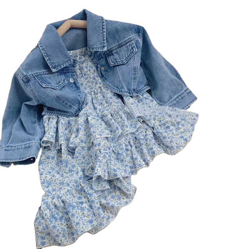 Girls Dress Supplier - 2025 Cowboy Jacket Flower Skirt