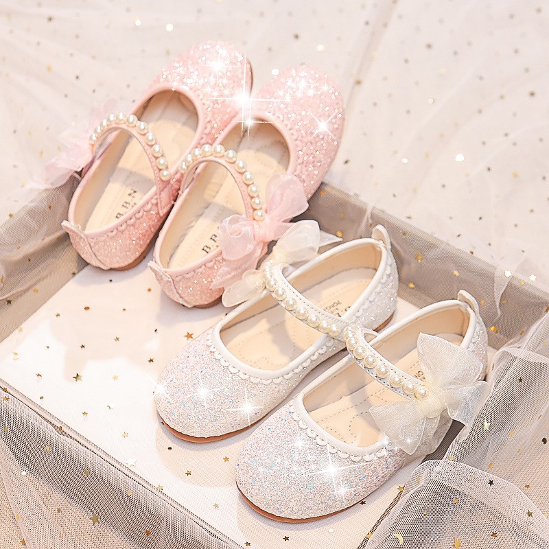 Girls Party Shoes Supplier - Lace Pearl Decoration Shiny