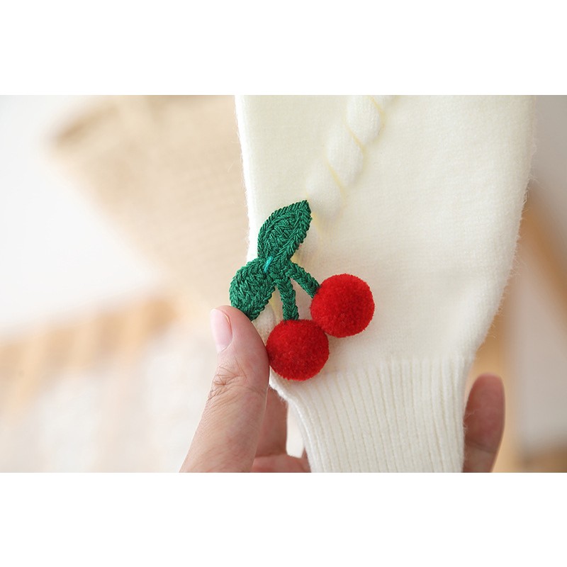 Girls Knitted Cardigan Factory - OEM Cherry Sweater Skirt Set