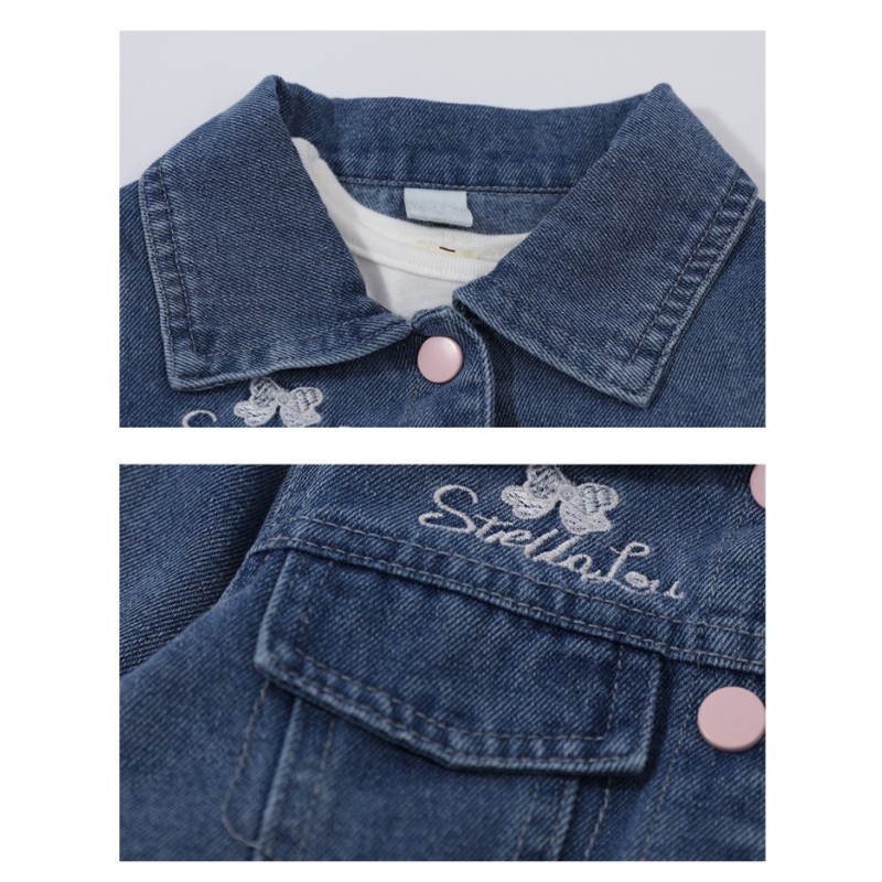 Girls Spring Set Factory - Denim Jacket Lace Dress Suit