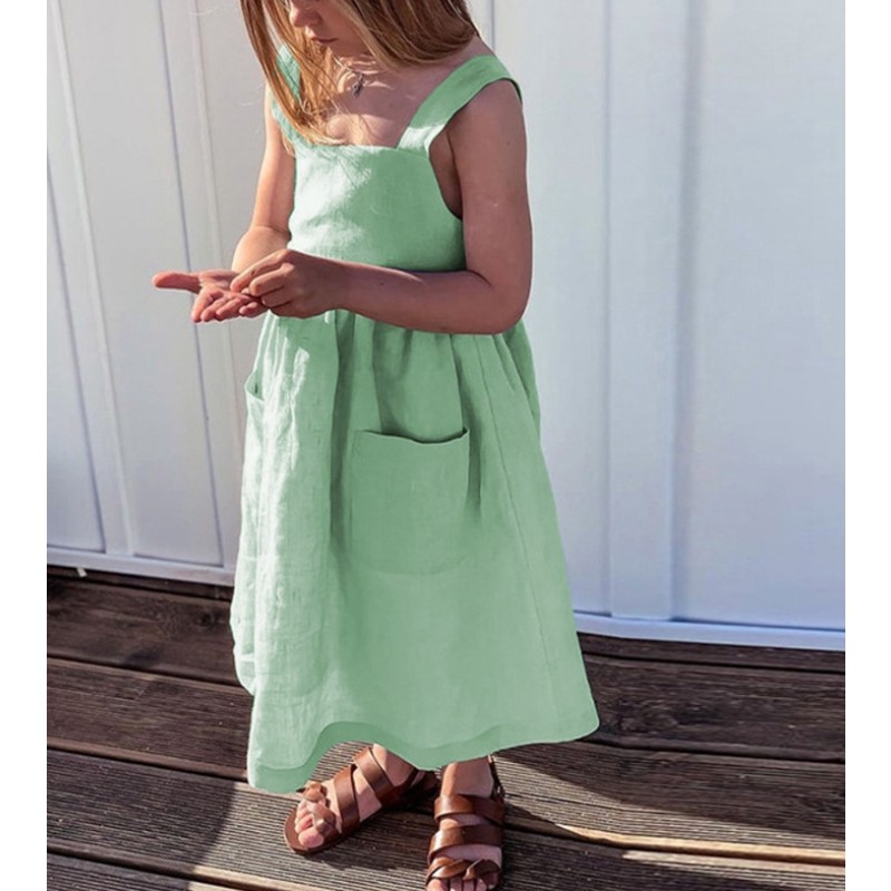 Girls Summer Dress Supplier - Sleeveless Suspender 3-7 Years