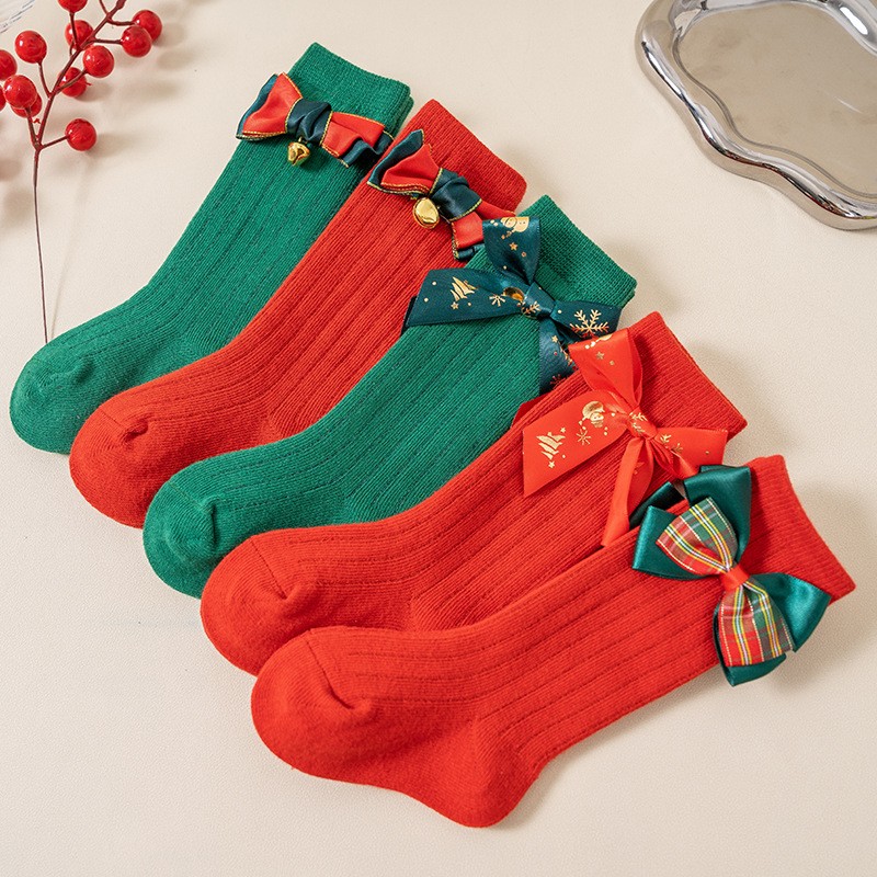 Baby Socks Factory - Christmas Bow Middle Cotton