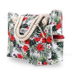 Women Beach Bag Set Supplier - 2PCS Tropical Floral Print