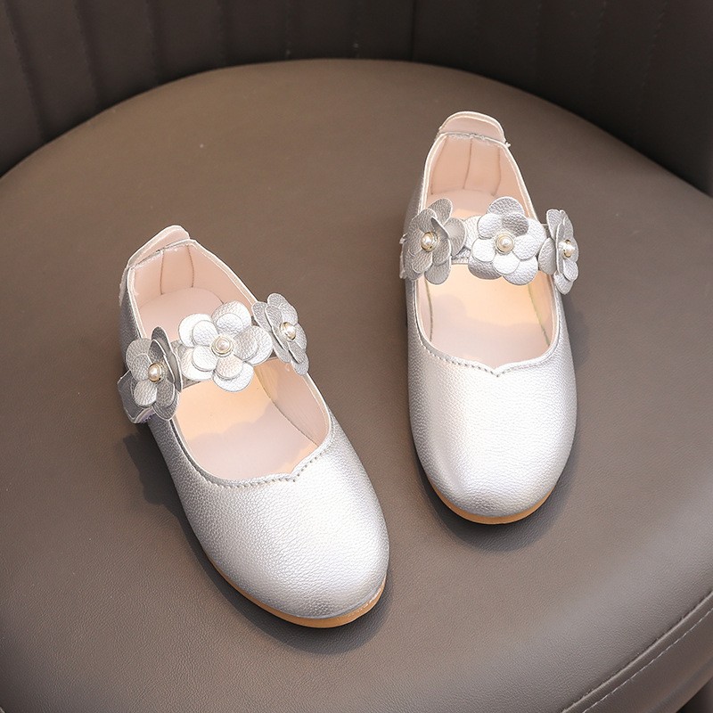 Girls School Shoes Factory - Black PU Leather Low Flat