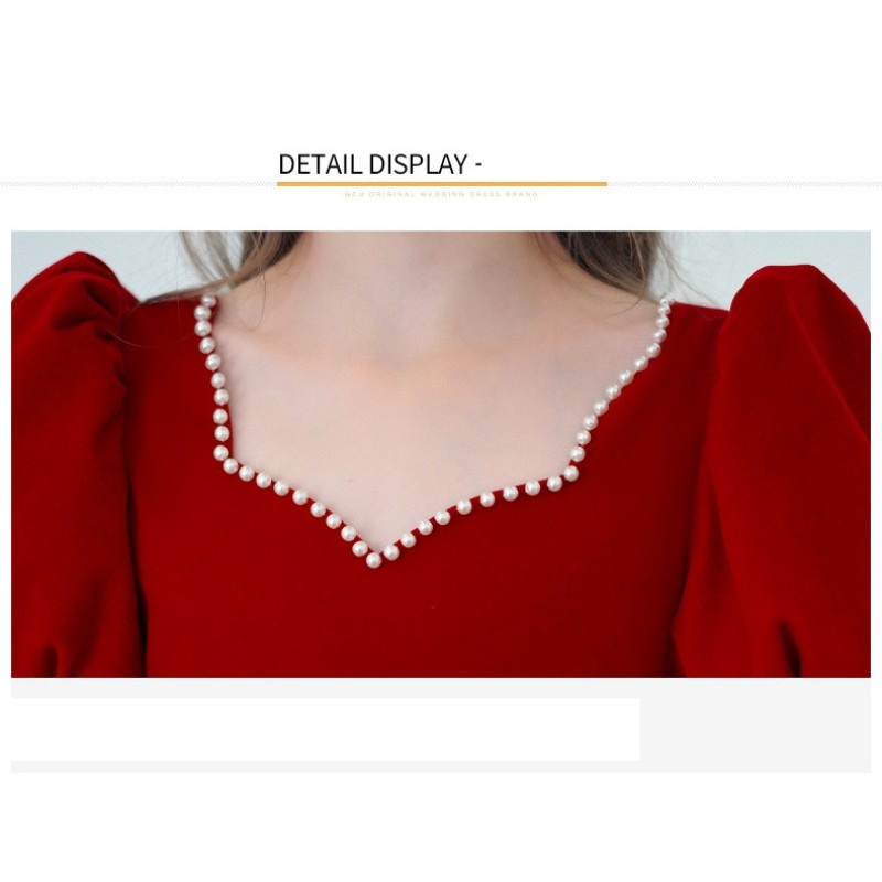 Girls Red Dress Factory - Exquisite Square Neck Children