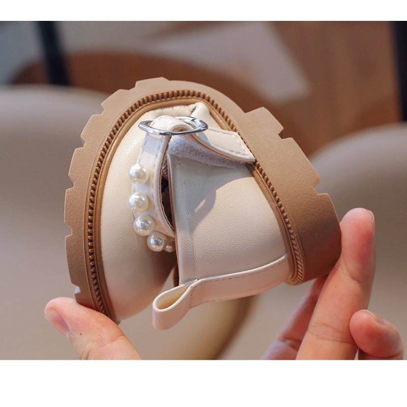 Girls Loafers Factory - Flowers Embroidery Beige Party