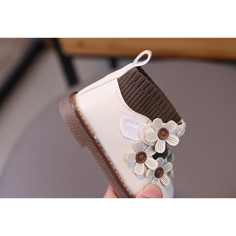 Baby Shoes Supplier - Knitted Upper Flower Decorated