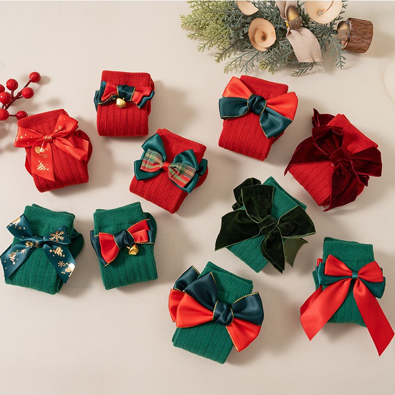 Baby Socks Factory - Christmas Bow Middle Cotton