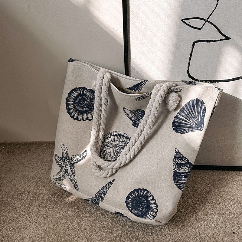 Women Beach Bag Factory - Coarse Rope Canvas Double Sided