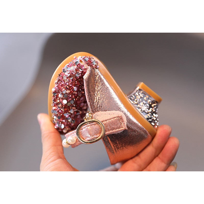 Girls Dance Sandals Supplier - Sequin Upper Medium Heel
