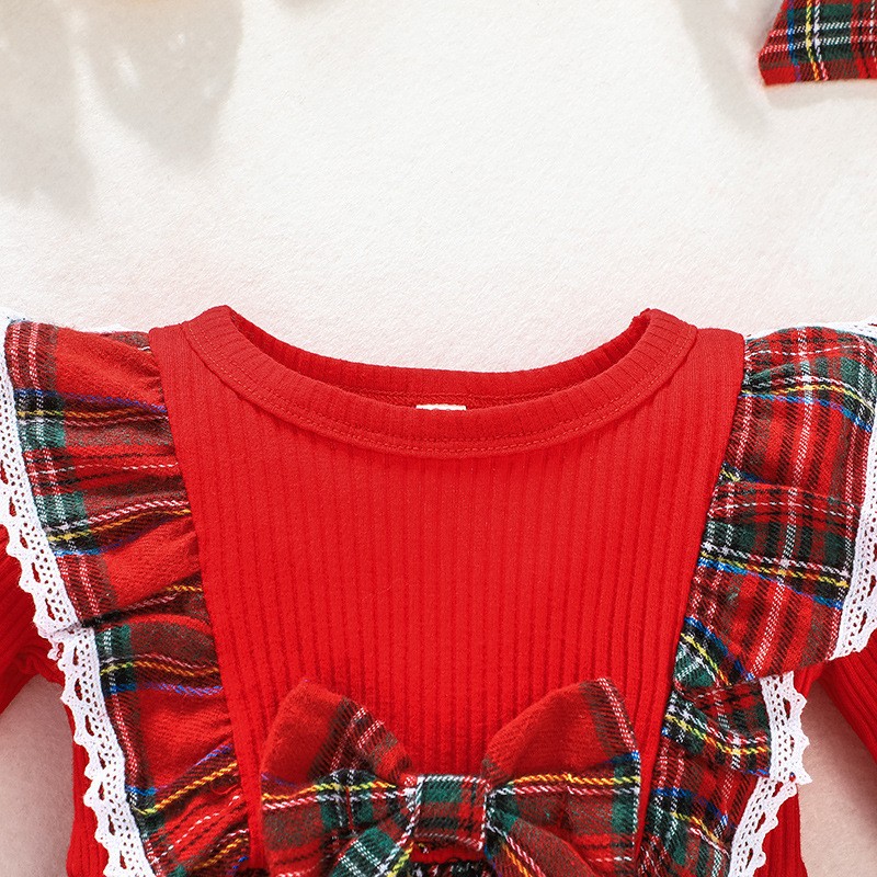 Baby Dress Supplier - Autumn Winter Plaid Bowknot