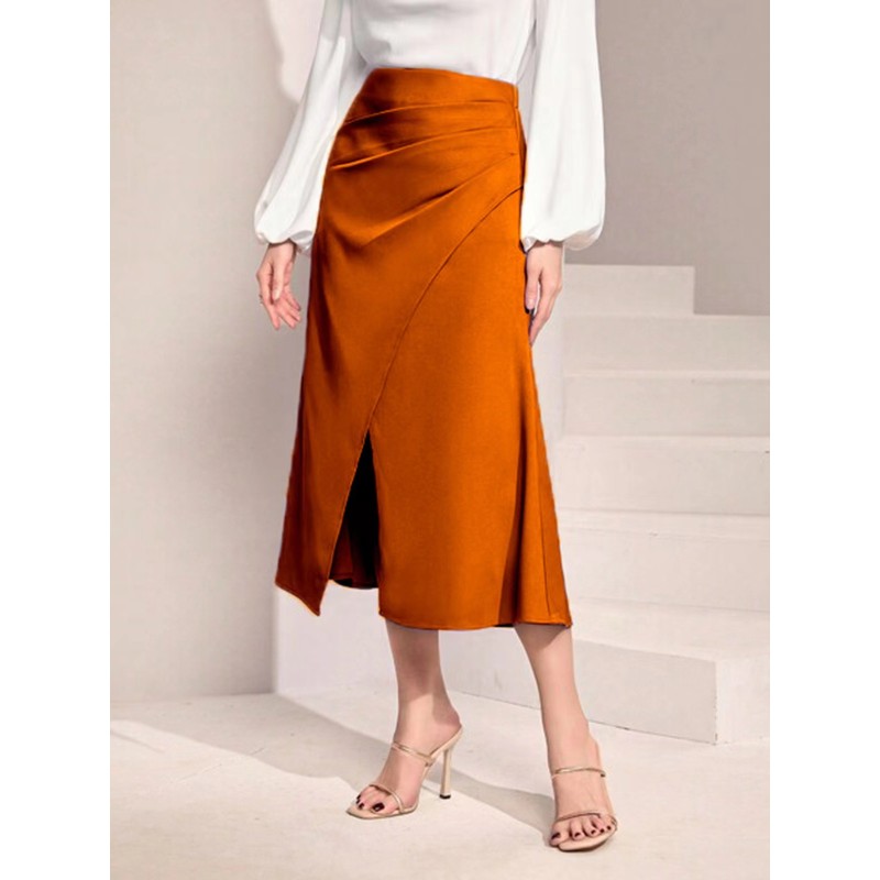 Women Satin Skirt Supplier - 2025 High Waisted Pleated