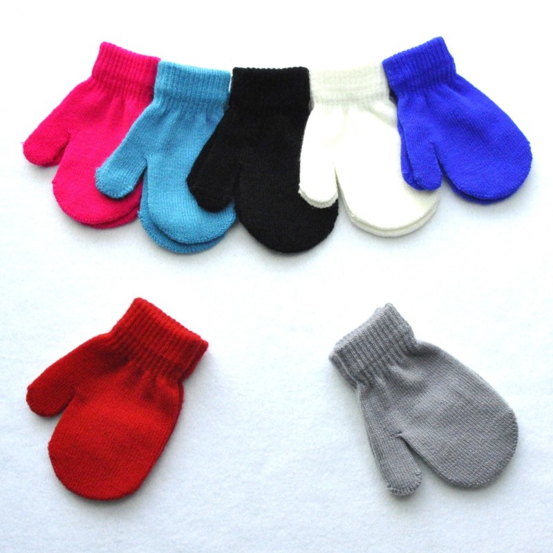 Children Mittens Supplier - Winter Knitted Solid Color