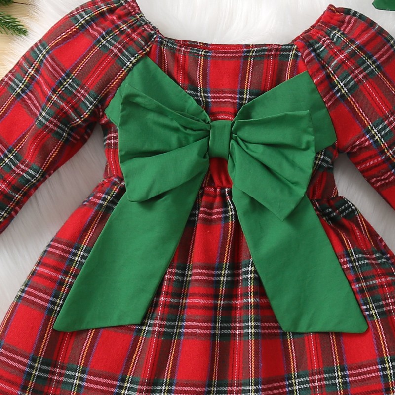 Baby Christmas Dress Supplier - Green Plaid Big Bow