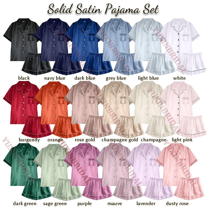 Women Pajama Set Supplier - Satin Short Sleeve Sleepwear